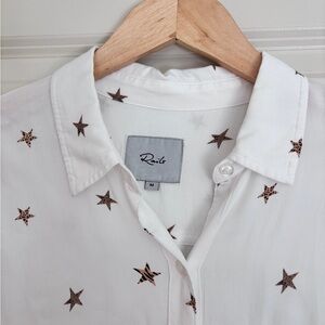 Rails Kate Button Down Blouse in Ivory Animal Print Stars